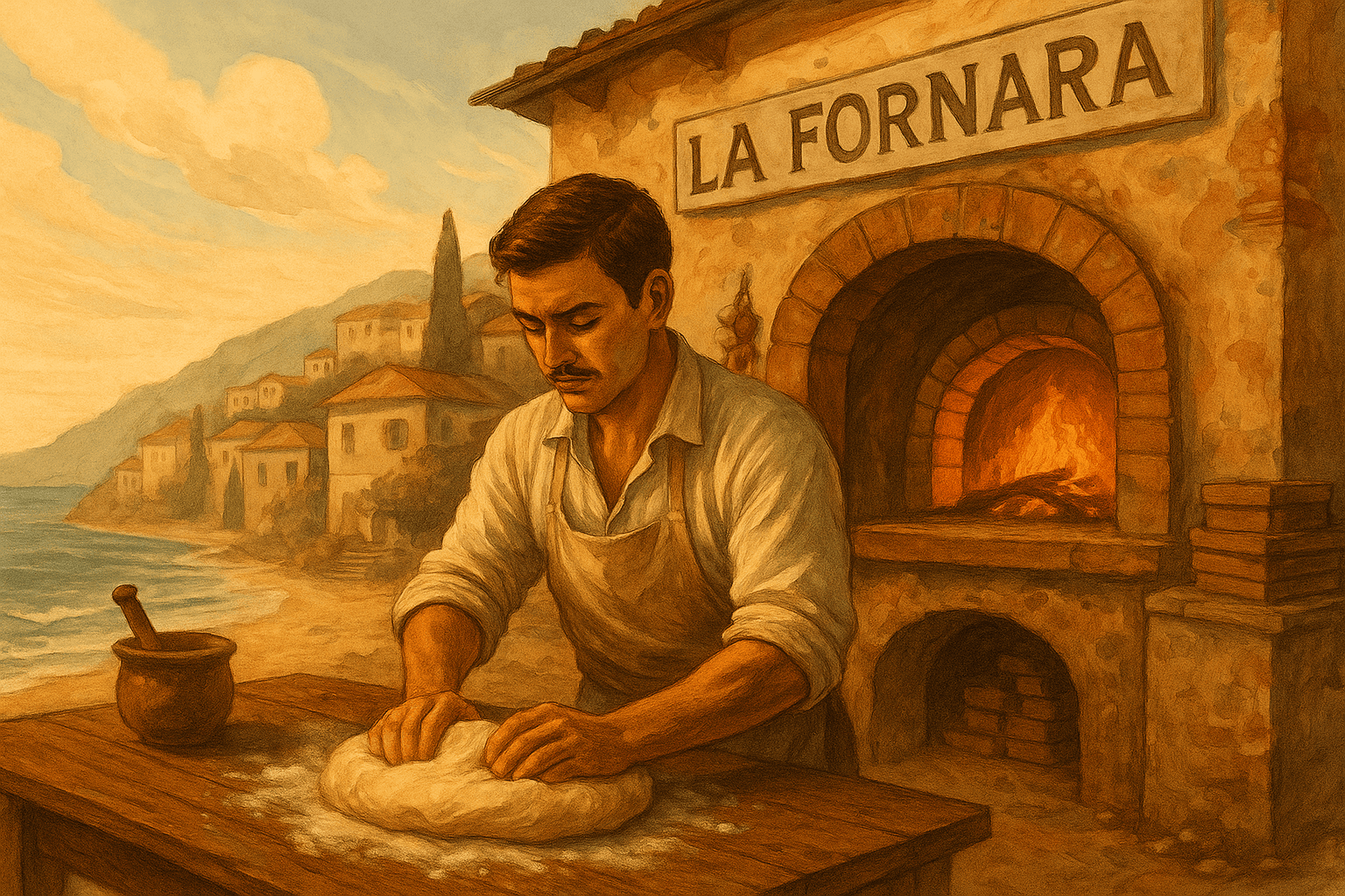 Wood-fired oven at La Fornara in Naples, Campania