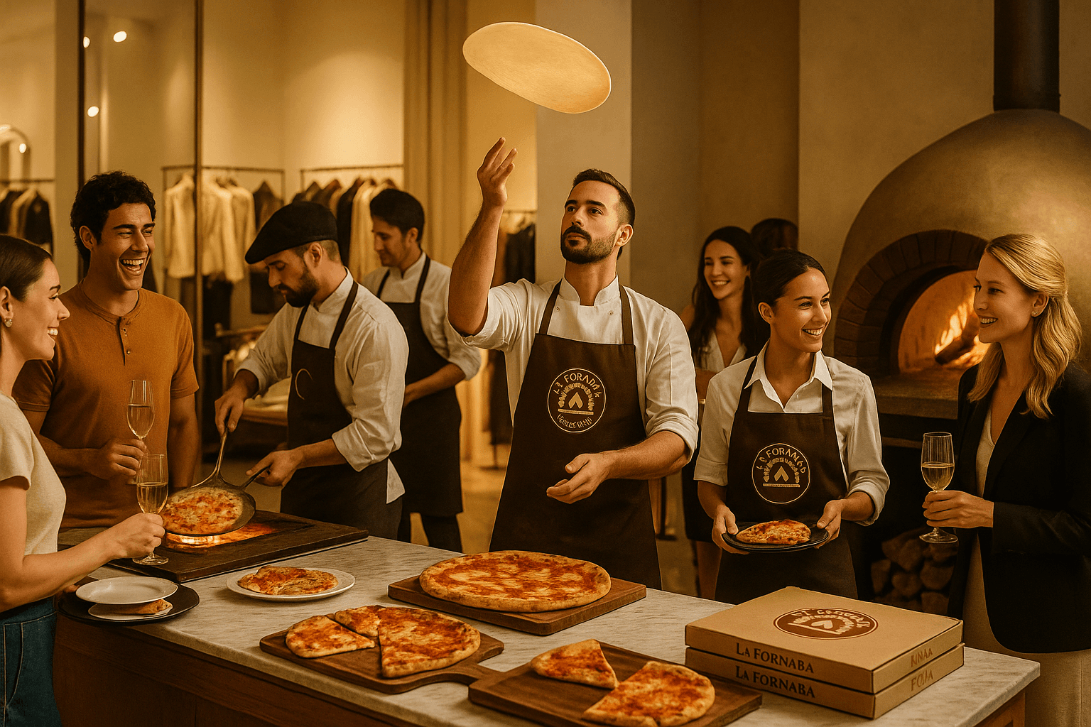 Italian catering event with authentic pizza